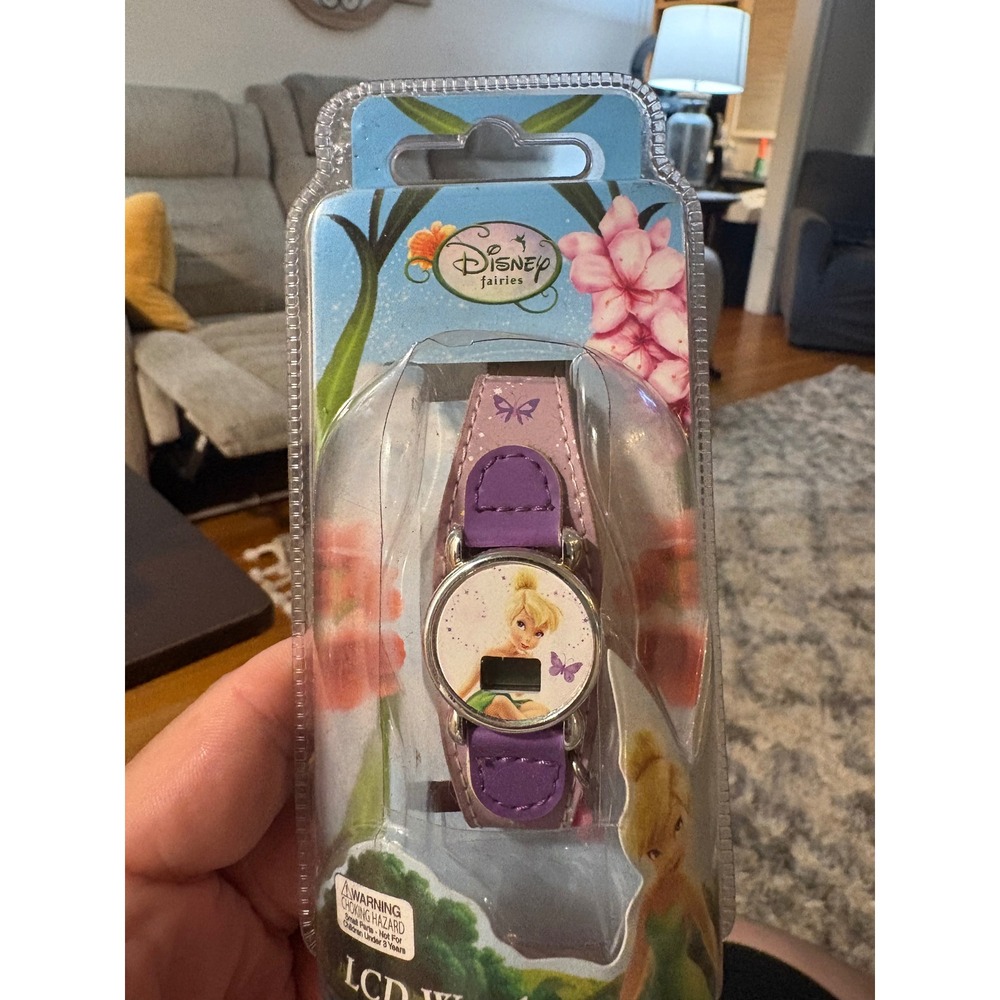 Disney Fairies Tinker Bell Digital LCD Watch Purple Butterfly Strap New NIP